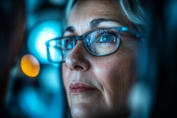 Senior woman during eye and vision exam at ophthalmologist's, Generative AI