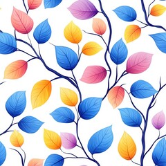 Obraz premium Colorful leaves pattern on a white isolated background.