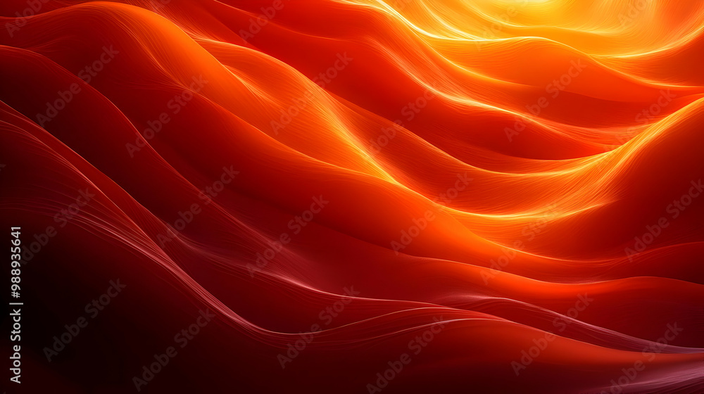 Aufkleber abstract red and orange wavy lines - dynamic background design