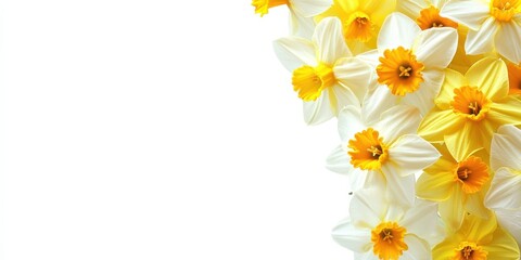 Vibrant Spring Daffodil Bouquet on a White Background for Seasonal Home Decor and Celebrations