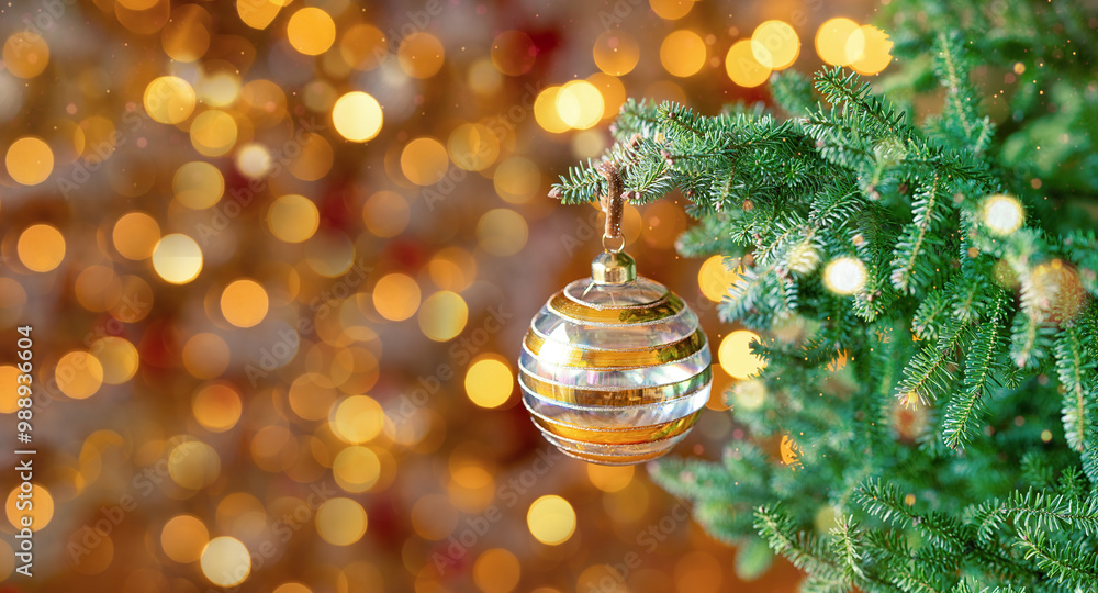 Poster christmas tree and defocused lights. fir tree and defocused lights with copy space