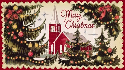 Obraz premium Merry Christmas greeting card