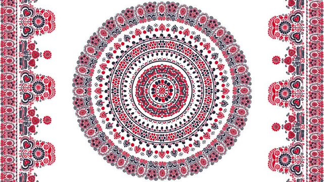 Traditional Hungarian motion graphic repeating loop, abstract 4k design