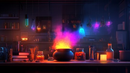 Magical Potion Brewing in a Dark Laboratory