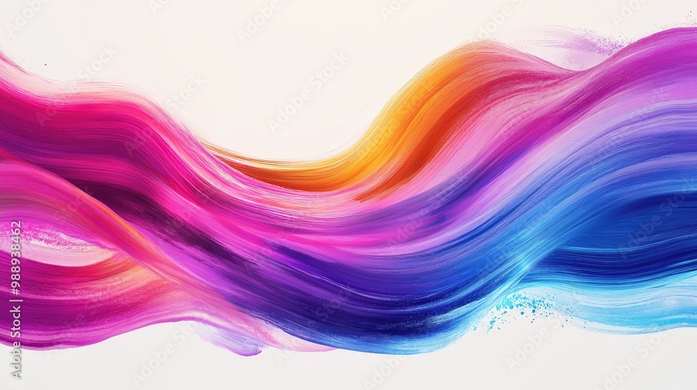Poster dynamic multicolor gradient with wavy brushstrokes - abstract watercolor smears and flowing textures