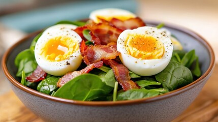 Fresh Spinach Salad with Bacon and Soft-Boiled Eggs