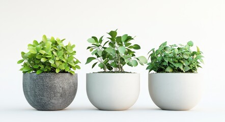 Fototapeta premium 3D Rendering of Three Isolated Potted Plants
