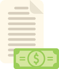 Stylized icon of a paper invoice with text and a dollar bill representing a bill for payment