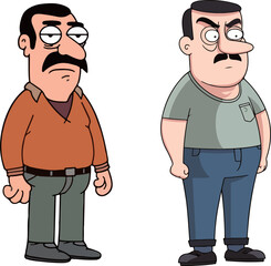 Two cartoon men with serious expressions
