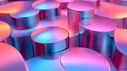 Abstract Shapes in Neon Colors, Geometric Pattern, 3D Render