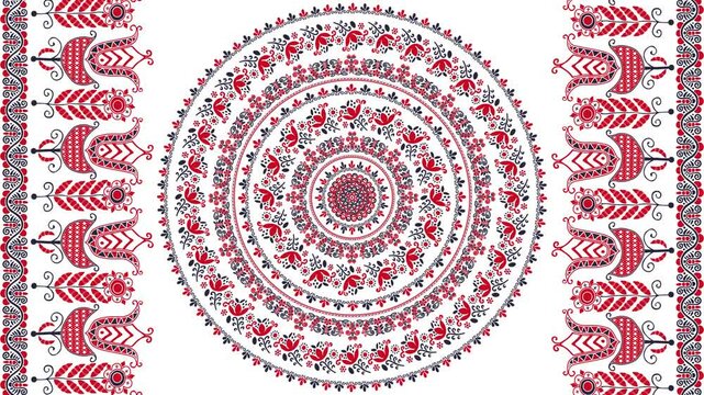 Traditional Hungarian motion graphic repeating loop, abstract 4k design