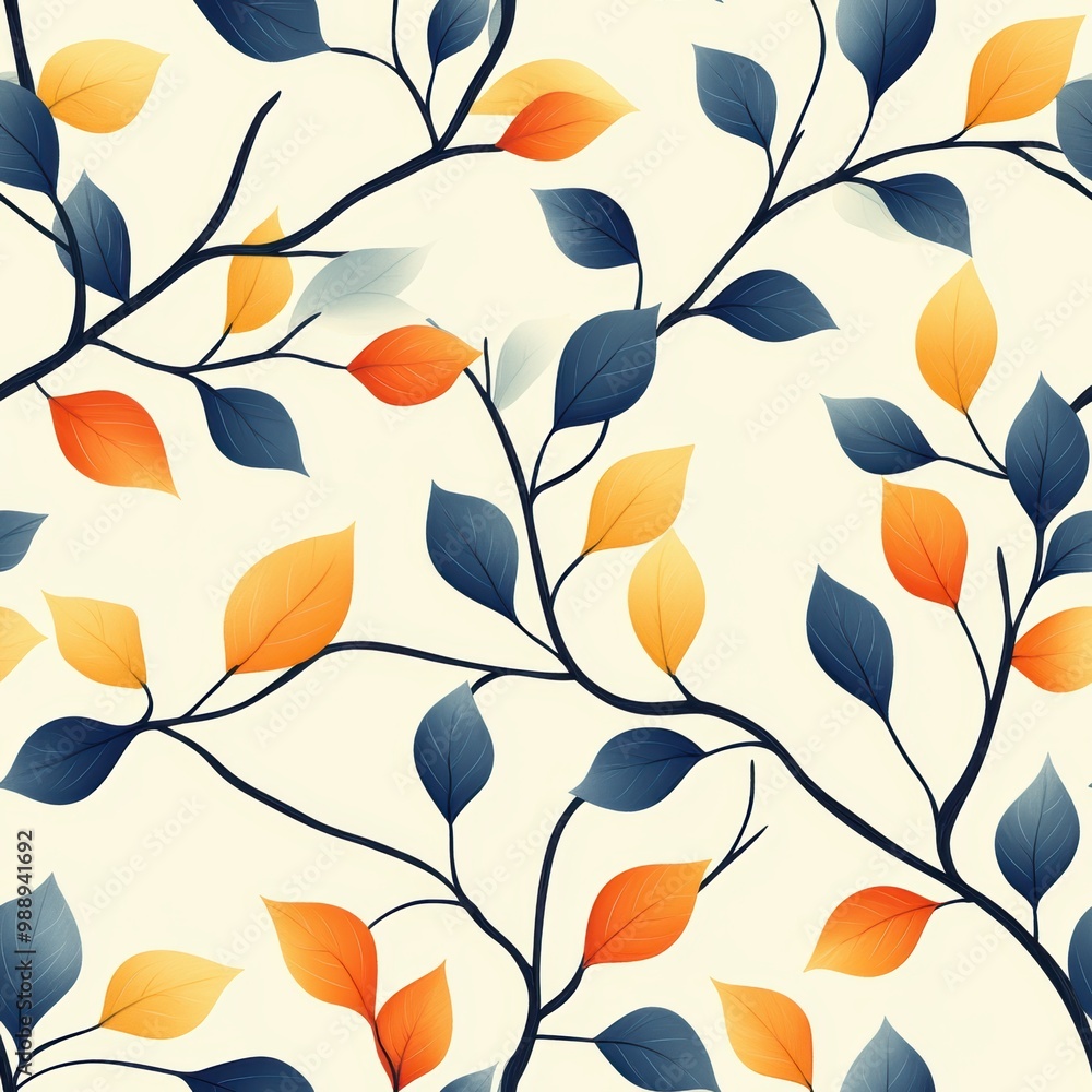 Poster delicate pattern of colorful leaves on a light background, perfect for design projects.