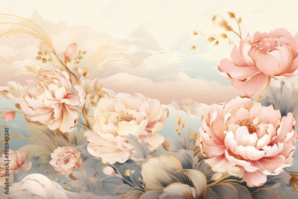 Canvas Prints antique chinese flowers garden backgrounds pattern plant.