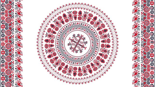 Traditional Hungarian motion graphic repeating loop, abstract 4k design