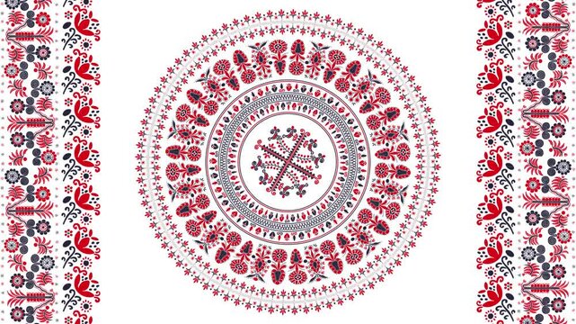 Traditional Hungarian motion graphic repeating loop, abstract 4k design