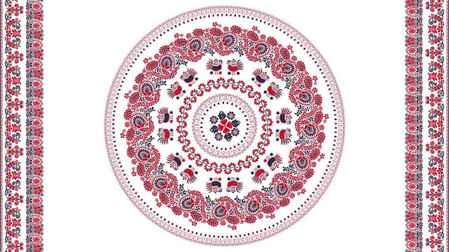 Traditional Hungarian motion graphic repeating loop, abstract 4k design