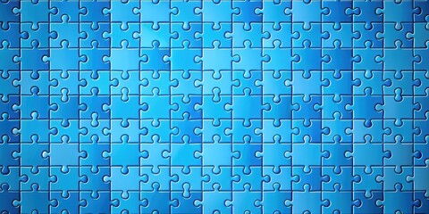 Jigsaw puzzle pattern texture on blue background,