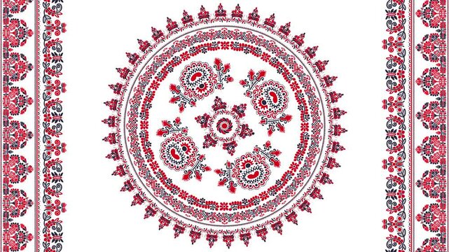 Traditional Hungarian motion graphic repeating loop, abstract 4k design