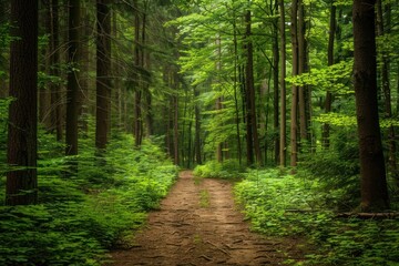 Obraz premium Green forest vegetation woodland outdoors.