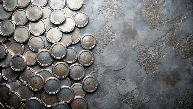 Metal piastres on textured cement background
