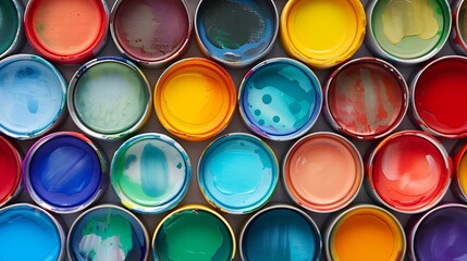 Colorful paint cans as a background