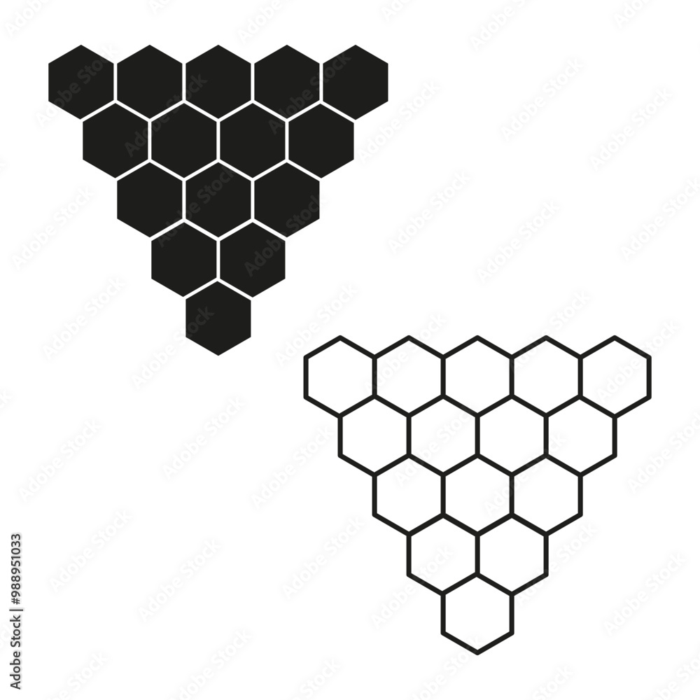 Aufkleber hexagon pattern icons. geometric honeycomb shapes. triangular grid arrangement. vector symbol.