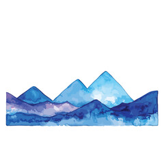 Watercolor mountains. Template for banner, poster, packaging, postcard, web design. Hand Drawn vector illustration.
