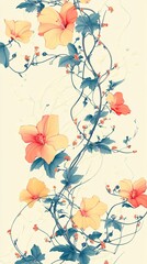 Vibrant floral pattern on light background