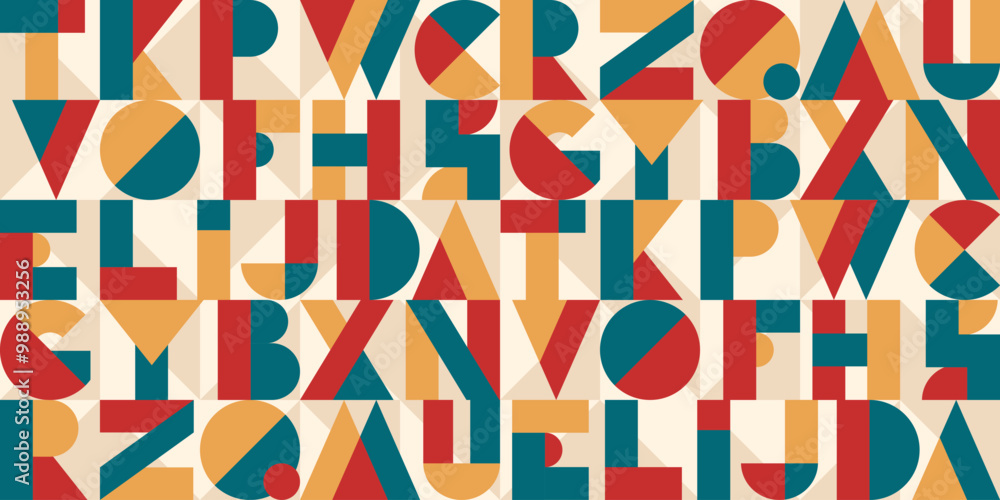 Poster seamless pattern with geometric font, random letters from english alphabet. modern texture with abst