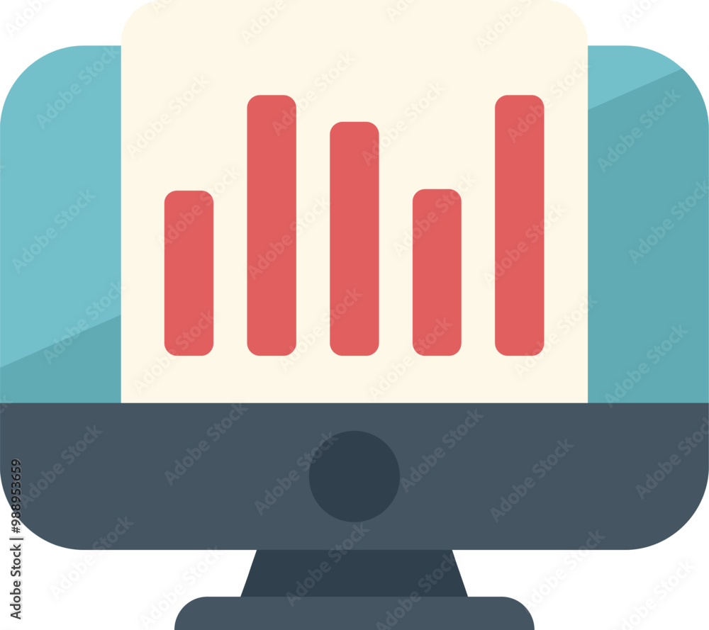 Poster computer screen displaying a simple statistical business graph, perfect for illustrating concepts li