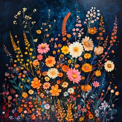Obraz premium Vibrant flower bouquet on dark background