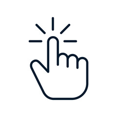 Finger click, pointer. Vector linear icon isolated on white background.