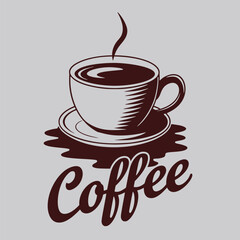 coffee cup of drink with smoke. design illustration.