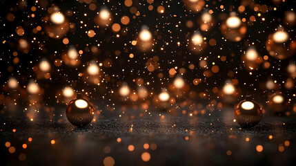 Obraz premium Golden Baubles Gleam in Festive Lights