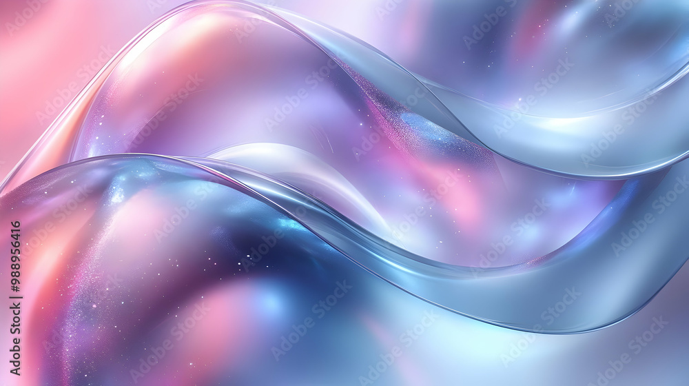 Poster abstract waves with shimmering effects and gradient colors