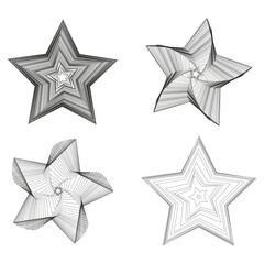 Obraz premium Geometric star shapes. Abstract linear design. Twisted star patterns. Vector outline icons.
