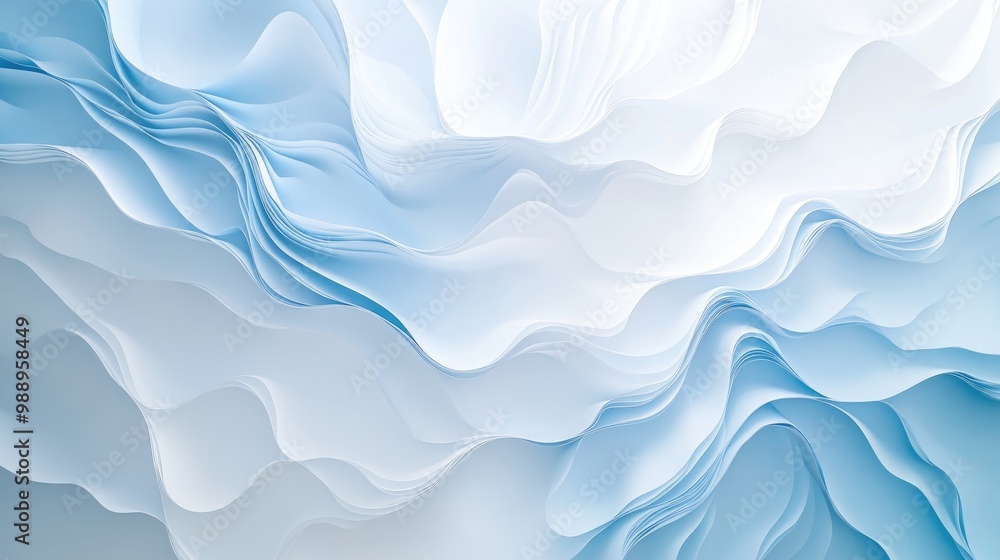 Poster a soothing white-light blue gradient with fluid wave patterns, ideal for adding a fresh and vibrant 