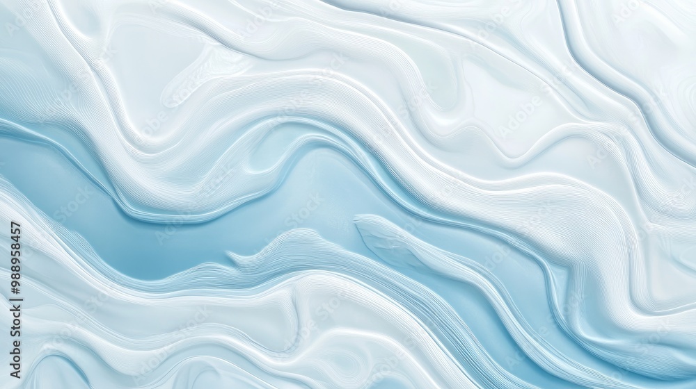 Poster a soothing white-light blue gradient with fluid wave patterns, ideal for adding a fresh and vibrant 