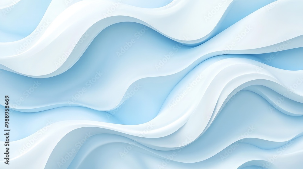 Aufkleber a soothing white-light blue gradient with fluid wave patterns, ideal for adding a fresh and vibrant 