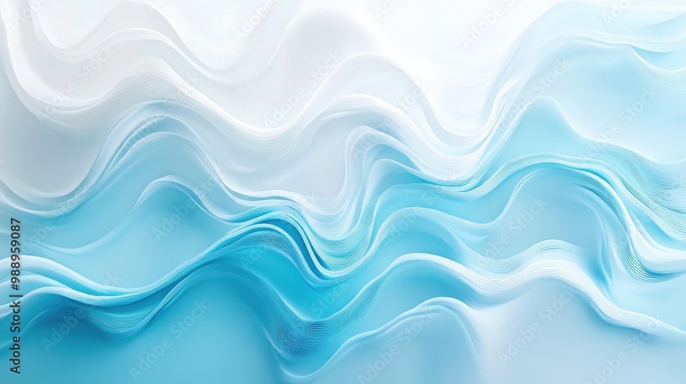 Poster dynamic white and light blue gradient with fluid wave patterns, creating a fresh and vibrant backdro