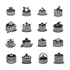 Vector Pancake Icons - Silhouette Set for Cooking and Breakfast Designs