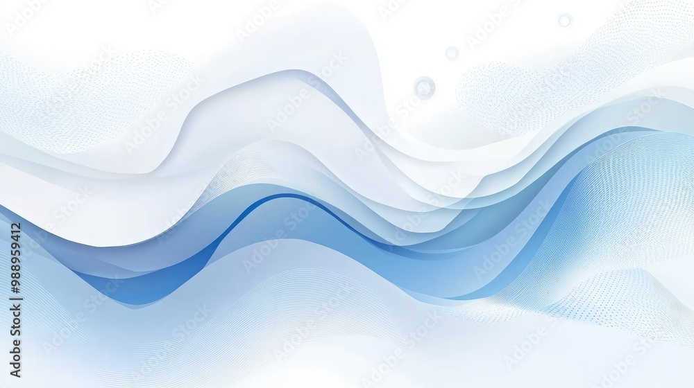 Poster dynamic white-light blue abstract gradient with wave patterns, adding a fresh, vibrant touch to eco-