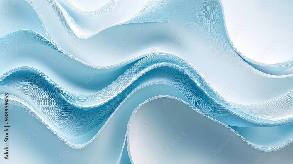 Poster dynamic white-light blue abstract gradient with wave patterns, adding a fresh, vibrant touch to eco-