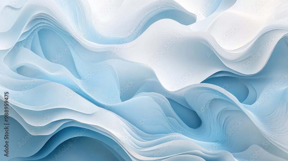 Poster dynamic white-light blue abstract gradient with wave patterns, adding a fresh, vibrant touch to eco-
