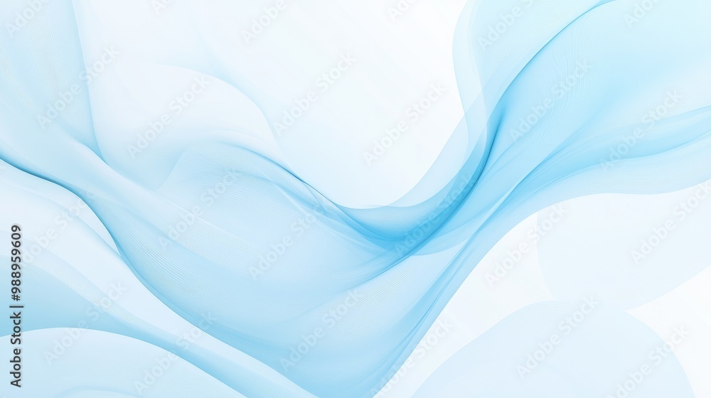 Poster stunning white-light blue gradient background with flowing waves, adding a refreshing and vibrant to