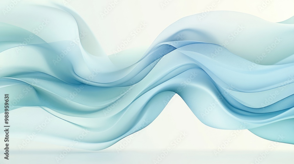 Poster stunning white-light blue gradient background with flowing waves, adding a refreshing and vibrant to