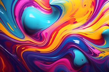 Fototapeta premium A close up of a colorful abstract painting with waves. Generative AI. 