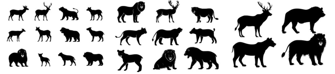 Animal silhouettes of the savanna. Illustration of animals.