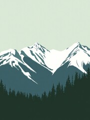 Stylized Mountain Landscape with Forest Background