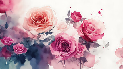 High quality an infinite abstract drawing in watercolor with roses flower illustration background design.